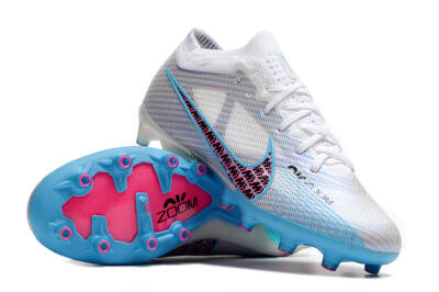 Nike Air Zoom Mercurial Vapor 15 Elite AG Artificial Grass Soccer Cleats - White/Blue/Pink