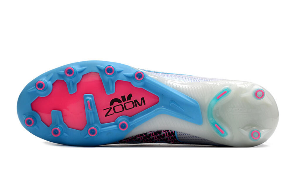 Nike Air Zoom Mercurial Vapor 15 Elite AG Artificial Grass Soccer Cleats - White/Blue/Pink 6