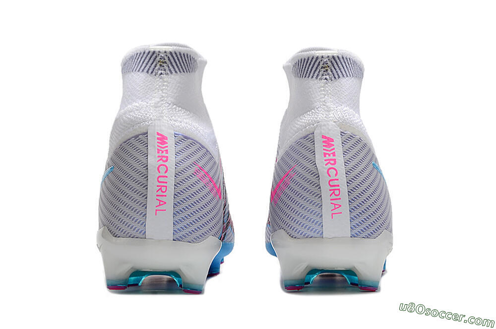 Nike Air Zoom Mercurial Superfly 9 Elite AG Artificial Grass Soccer Cleats - White/Blue/Pink 5