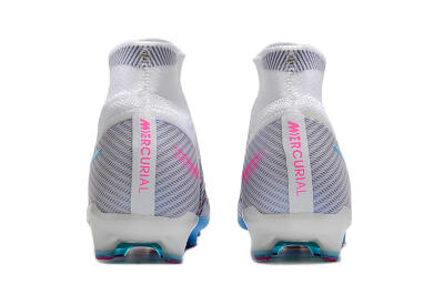 Nike Air Zoom Mercurial Superfly 9 Elite AG Artificial Grass Soccer Cleats - White/Blue/Pink