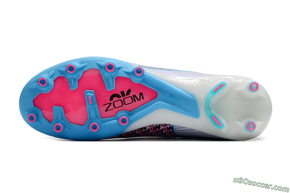 Nike Air Zoom Mercurial Superfly 9 Elite AG Artificial Grass Soccer Cleats - White/Blue/Pink 6