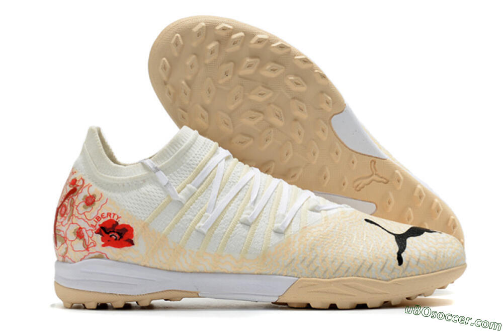 Puma Future Z 1.3 Instinct TF Artificial Turf Soccer Shoes - White/Gold/Red 1