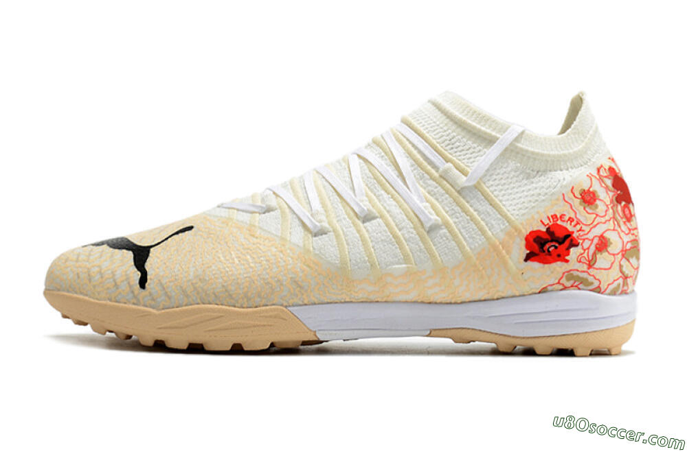Puma Future Z 1.3 Instinct TF Artificial Turf Soccer Shoes - White/Gold/Red 2