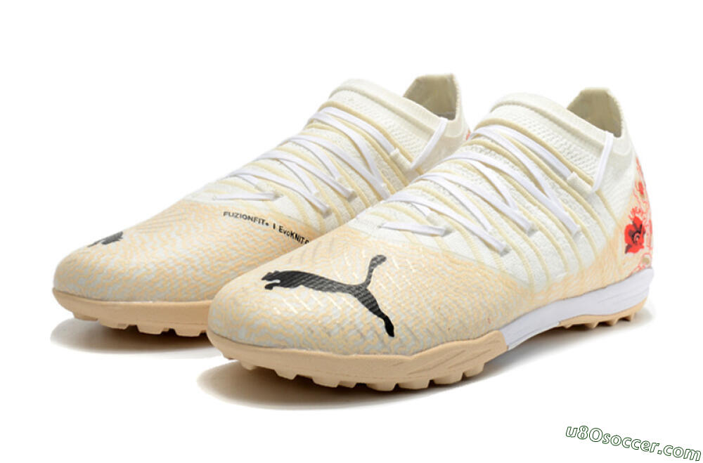 Puma Future Z 1.3 Instinct TF Artificial Turf Soccer Shoes - White/Gold/Red 5