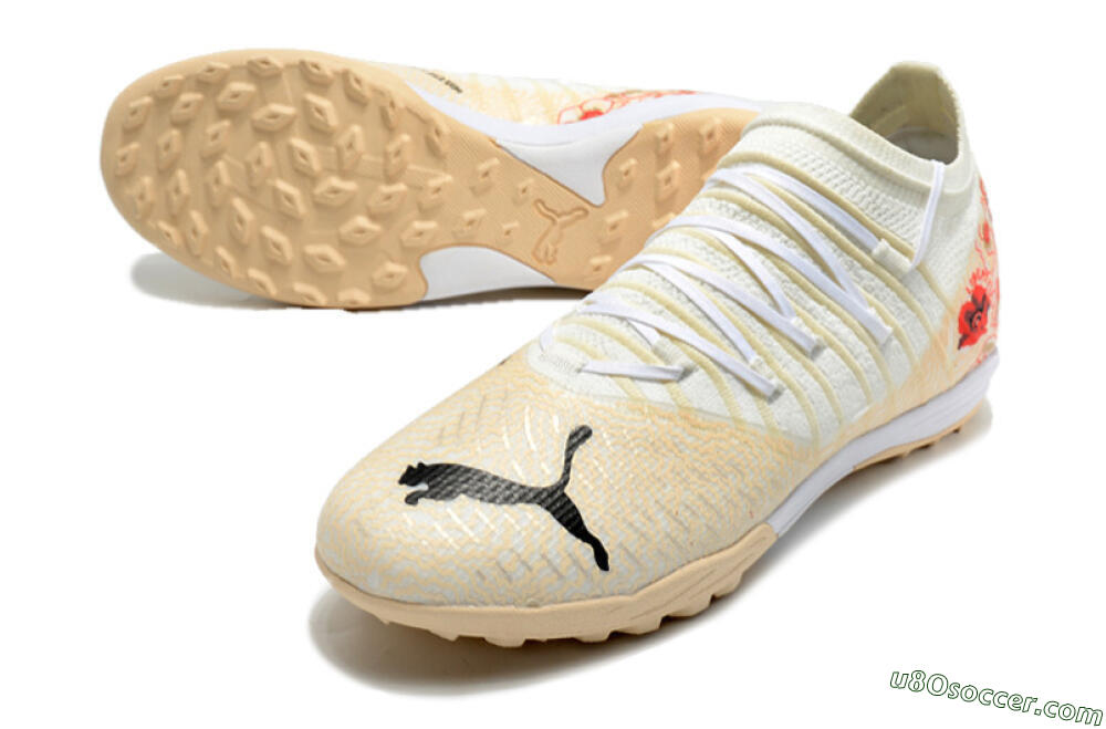 Puma Future Z 1.3 Instinct TF Artificial Turf Soccer Shoes - White/Gold/Red 3