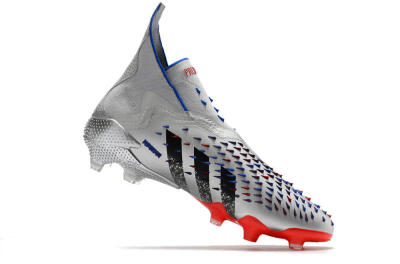 Adidas Predator Freak+ FG Firm Ground Soccer Cleats - Silver/Black/Blue/Red