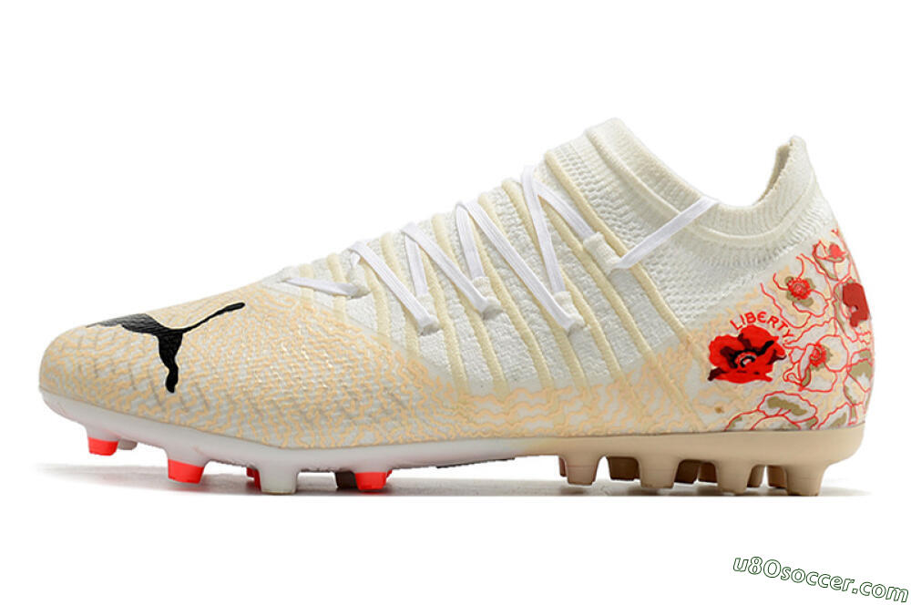 Puma Future Z 1.3 Instinct MG Multi Ground Soccer Cleats - White/Gold/RED 2