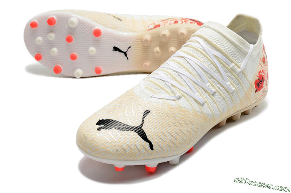 Puma Future Z 1.3 Instinct MG Multi Ground Soccer Cleats - White/Gold/RED 3