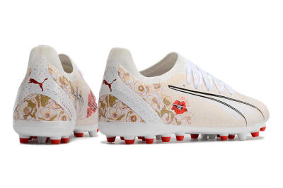 Puma Ultra Ultimate MG Multi Ground Soccer Cleats - White/Gold/Red