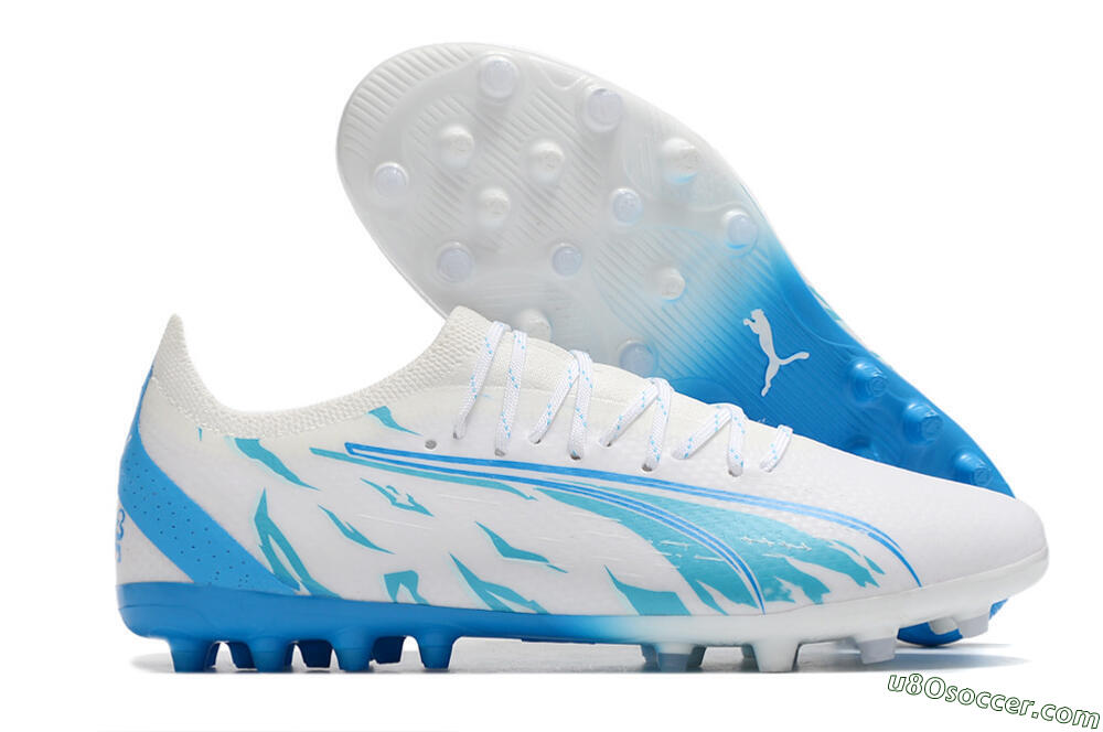 Puma Ultra Ultimate MG Multi Ground Soccer Cleats - White/Blue 1