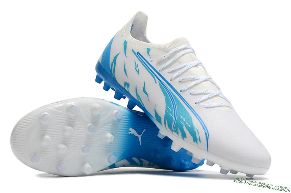 Puma Ultra Ultimate MG Multi Ground Soccer Cleats - White/Blue 3