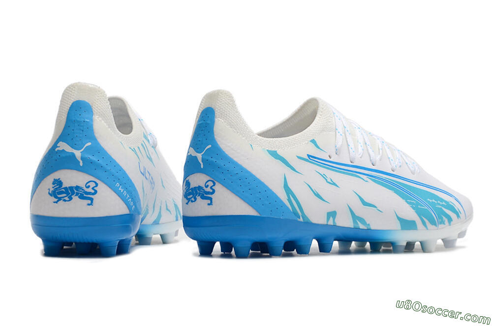 Puma Ultra Ultimate MG Multi Ground Soccer Cleats - White/Blue 6