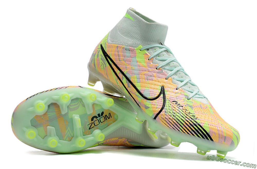 Nike Air Zoom Mercurial Superfly 9 Elite AG Artificial Grass Soccer Cleats - Green/Orange 4
