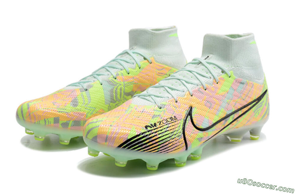 Nike Air Zoom Mercurial Superfly 9 Elite AG Artificial Grass Soccer Cleats - Green/Orange 5