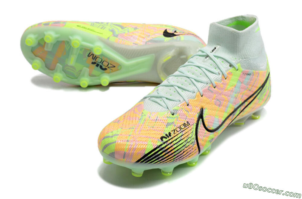 Nike Air Zoom Mercurial Superfly 9 Elite AG Artificial Grass Soccer Cleats - Green/Orange 3