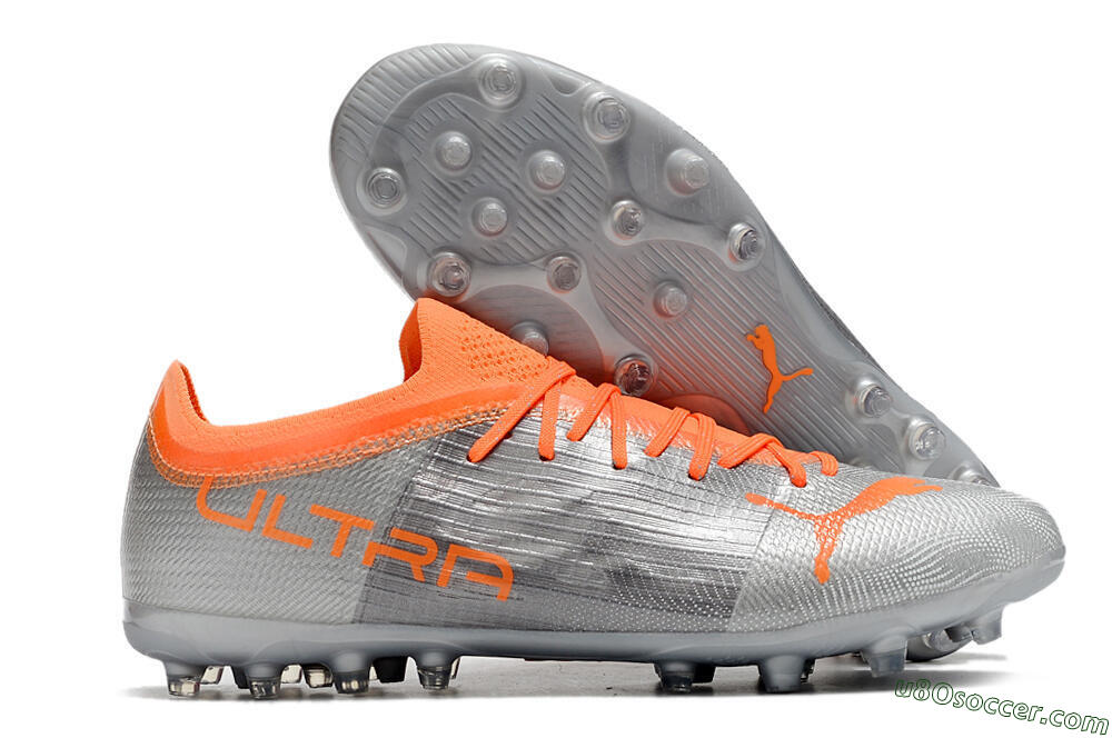 Puma Ultra 1.4 MG Multi Ground Soccer Cleats - Silver/Orange 1