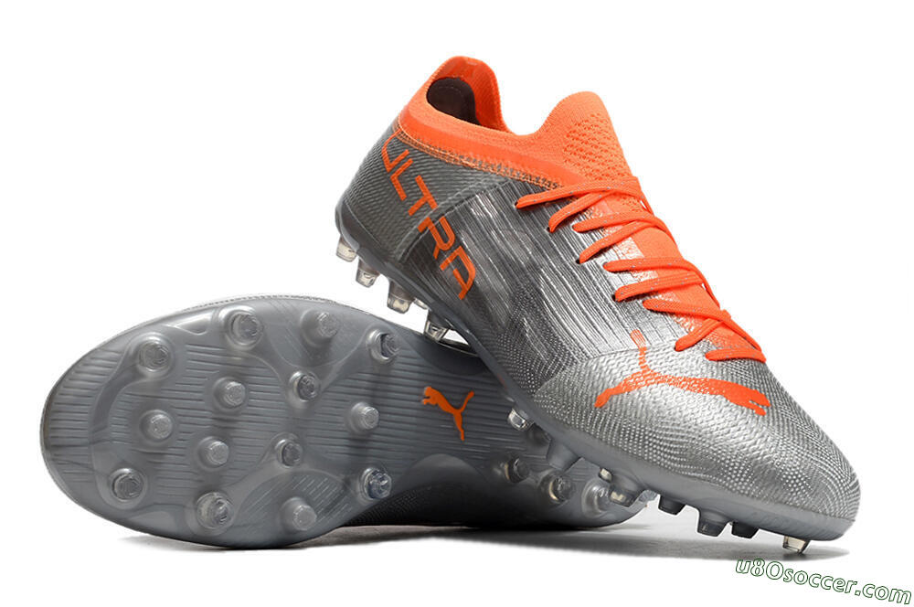 Puma Ultra 1.4 MG Multi Ground Soccer Cleats - Silver/Orange 3