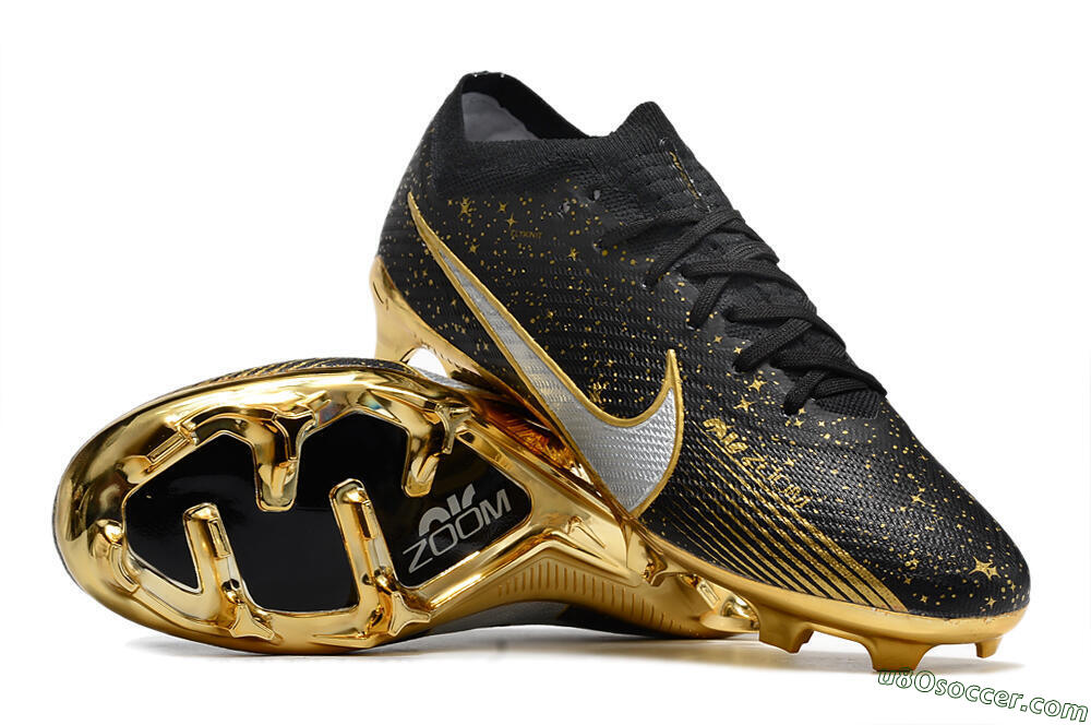 Nike Air Zoom Mercurial Vapor 15 Elite FG Firm Ground Soccer Cleats - Black/Gold 3