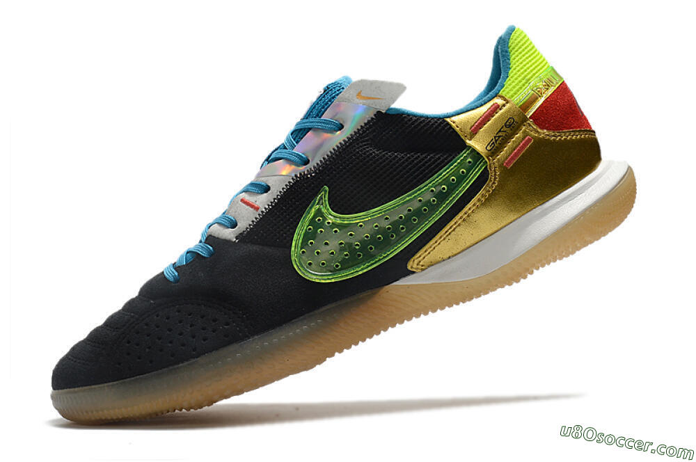 Nike Streetgato IC Futsal/Indoor Soccer Shoes - Grey/Black/Green/Red 4
