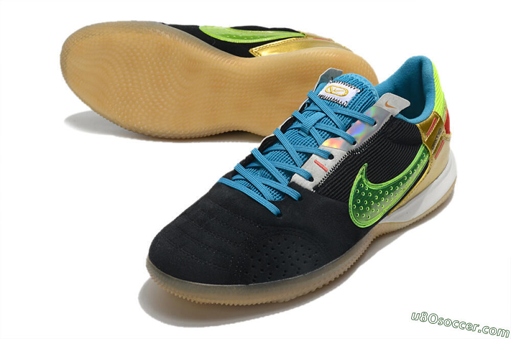 Nike Streetgato IC Futsal/Indoor Soccer Shoes - Grey/Black/Green/Red 3