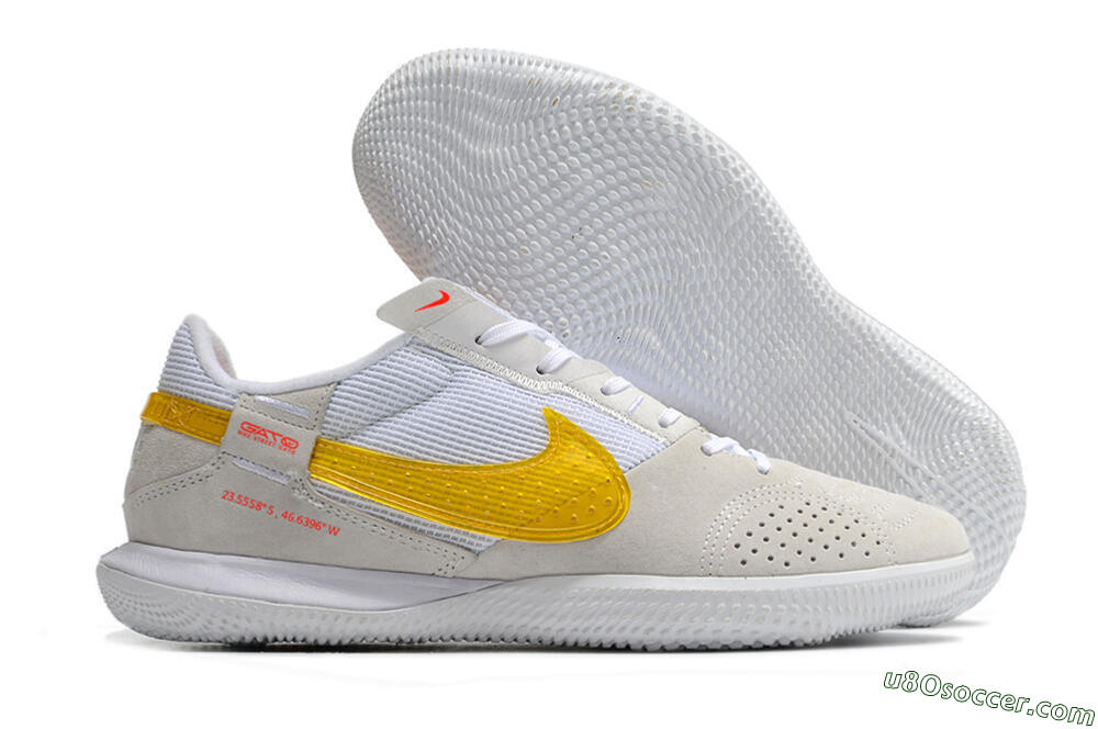 Nike Streetgato IC Futsal/Indoor Soccer Shoes - Grey/White/Yellow 1