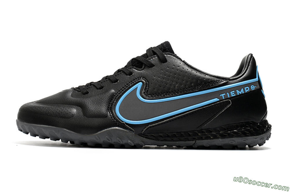Nike React Tiempo Legend 9 Pro TF Artificial Turf Soccer Shoes - Black/Blue 2