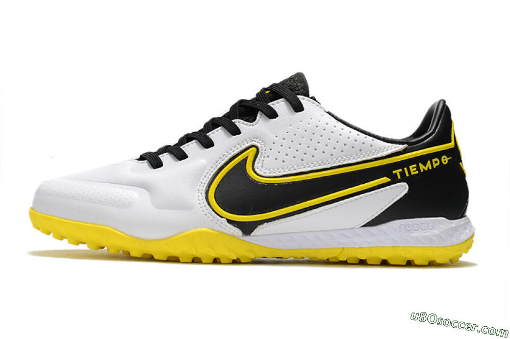 Nike React Tiempo Legend 9 Pro TF Artificial Turf Soccer Shoes - White/Black/Yellow 2