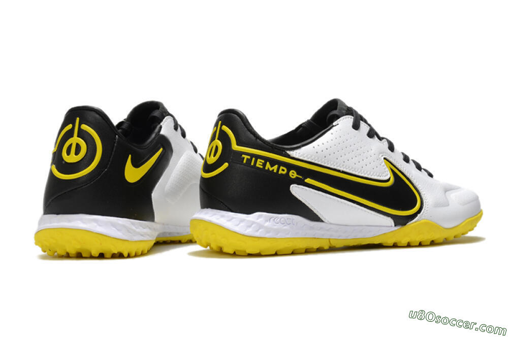 Nike React Tiempo Legend 9 Pro TF Artificial Turf Soccer Shoes - White/Black/Yellow 6
