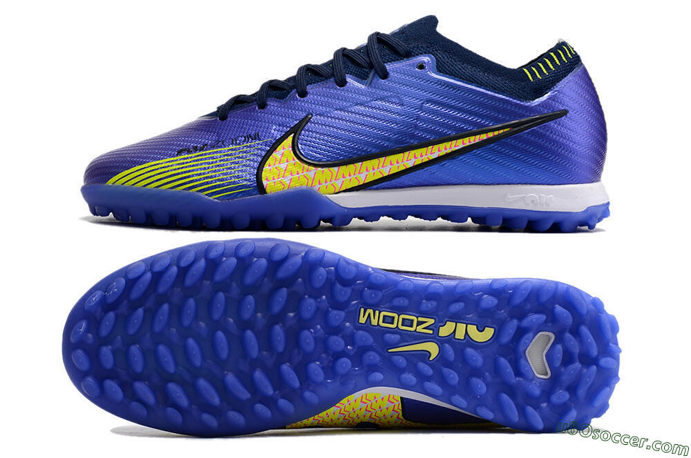 Nike Air Zoom Mercurial Vapor 15 Elite TF Artificial Turf Soccer Shoes - Blue/Green/Yellow 0