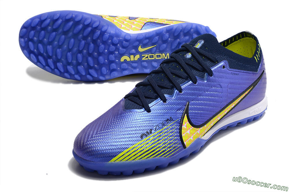 Nike Air Zoom Mercurial Vapor 15 Elite TF Artificial Turf Soccer Shoes - Blue/Green/Yellow 3