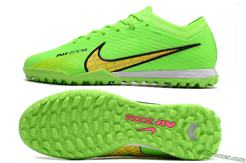 Nike Air Zoom Mercurial Vapor 15 Elite TF Artificial Turf Soccer Shoes - Green/Yellow/Pink 0