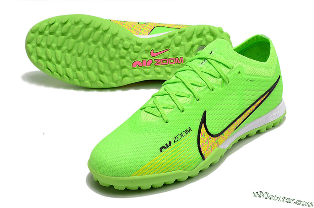 Nike Air Zoom Mercurial Vapor 15 Elite TF Artificial Turf Soccer Shoes - Green/Yellow/Pink 3