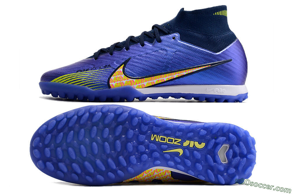 Nike Air Zoom Mercurial Superfly 9 Elite TF Artificial Turf Soccer Shoes - Blue/Green/Yellow 0