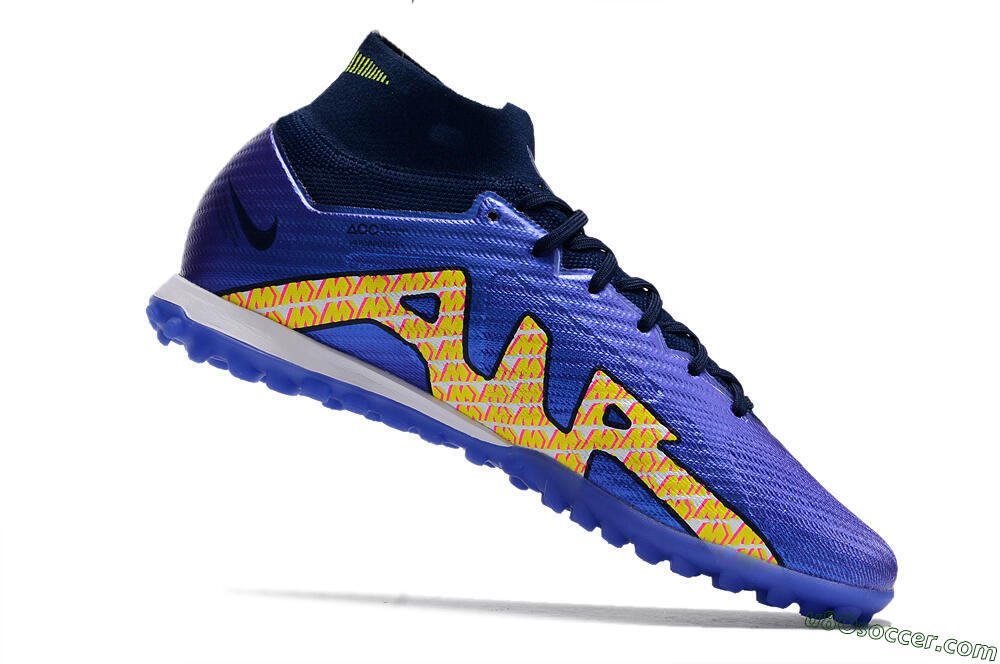 Nike Air Zoom Mercurial Superfly 9 Elite TF Artificial Turf Soccer Shoes - Blue/Green/Yellow 4