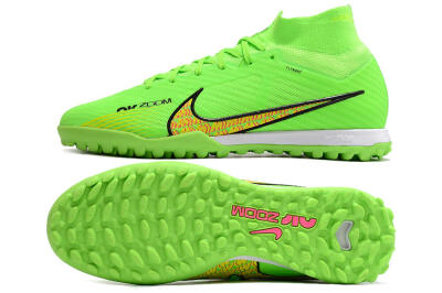 Nike Air Zoom Mercurial Superfly 9 Elite TF Artificial Turf Soccer Shoes - Green/Yellow/Pink