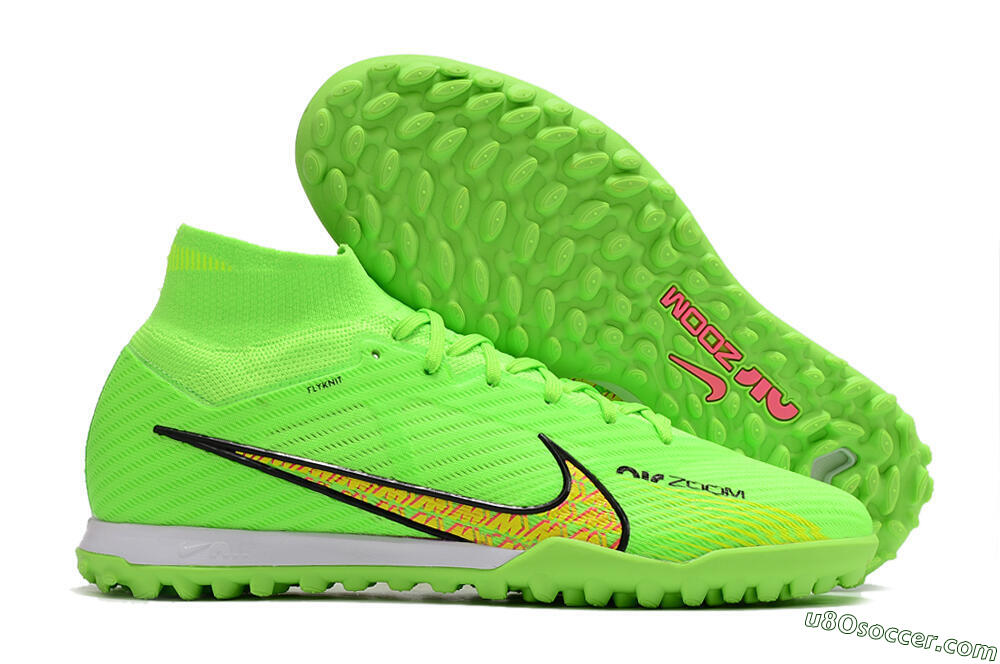 Nike Air Zoom Mercurial Superfly 9 Elite TF Artificial Turf Soccer Shoes - Green/Yellow/Pink 1