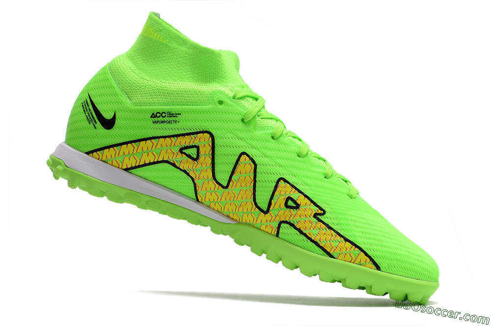 Nike Air Zoom Mercurial Superfly 9 Elite TF Artificial Turf Soccer Shoes - Green/Yellow/Pink 4