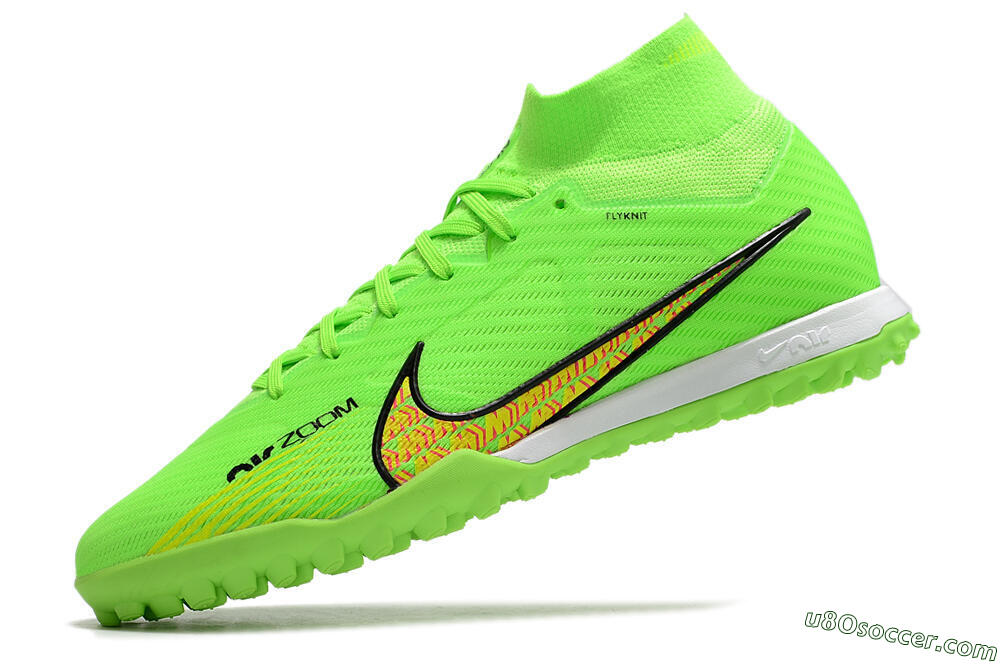 Nike Air Zoom Mercurial Superfly 9 Elite TF Artificial Turf Soccer Shoes - Green/Yellow/Pink 5