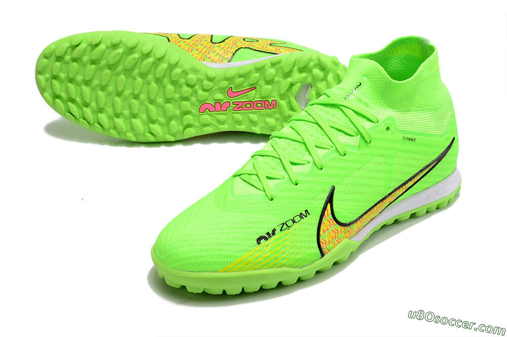 Nike Air Zoom Mercurial Superfly 9 Elite TF Artificial Turf Soccer Shoes - Green/Yellow/Pink 3