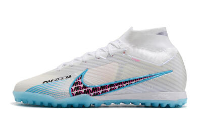 Nike Air Zoom Mercurial Superfly 9 Elite TF Artificial Turf Soccer Shoes - White/Blue/Pink