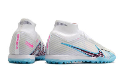 Nike Air Zoom Mercurial Superfly 9 Elite TF Artificial Turf Soccer Shoes - White/Blue/Pink