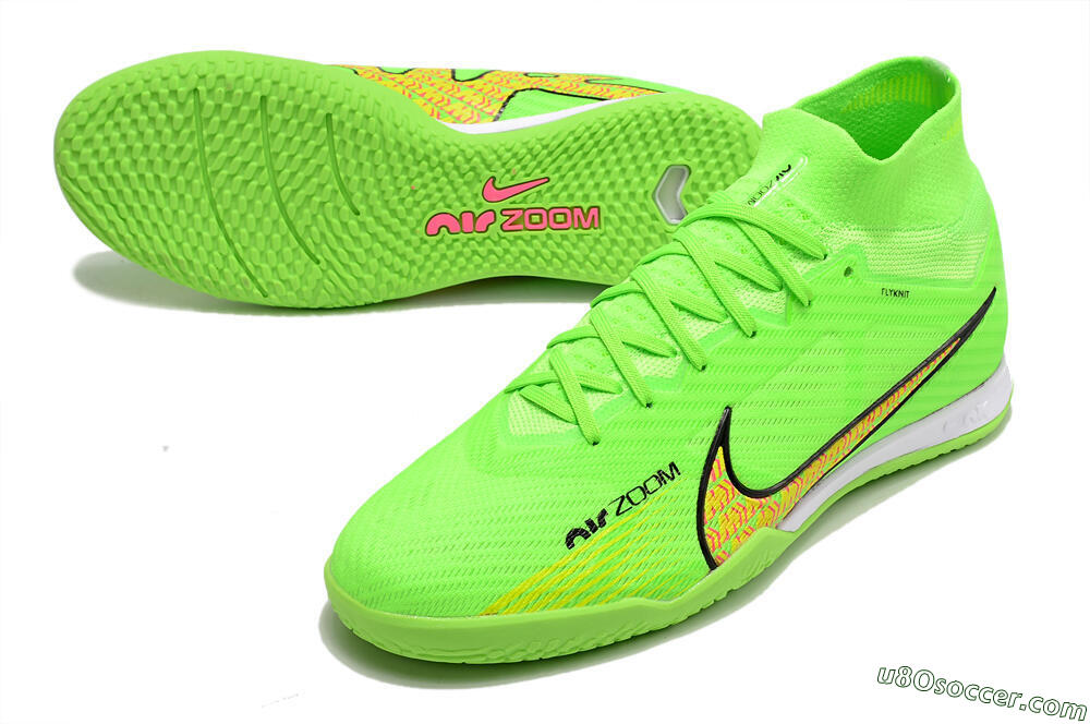 Nike Air Zoom Mercurial Superfly 9 Elite IC Futsal/Indoor Soccer Shoes - Green/Yellow/Pink 3