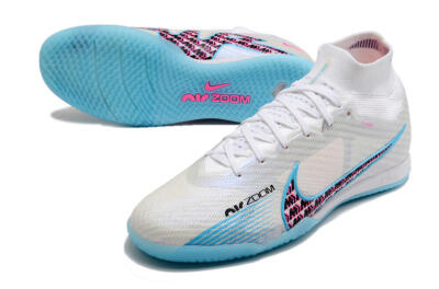 Nike Air Zoom Mercurial Superfly 9 Elite IC Futsal/Indoor Soccer Shoes - White/Blue/Pink