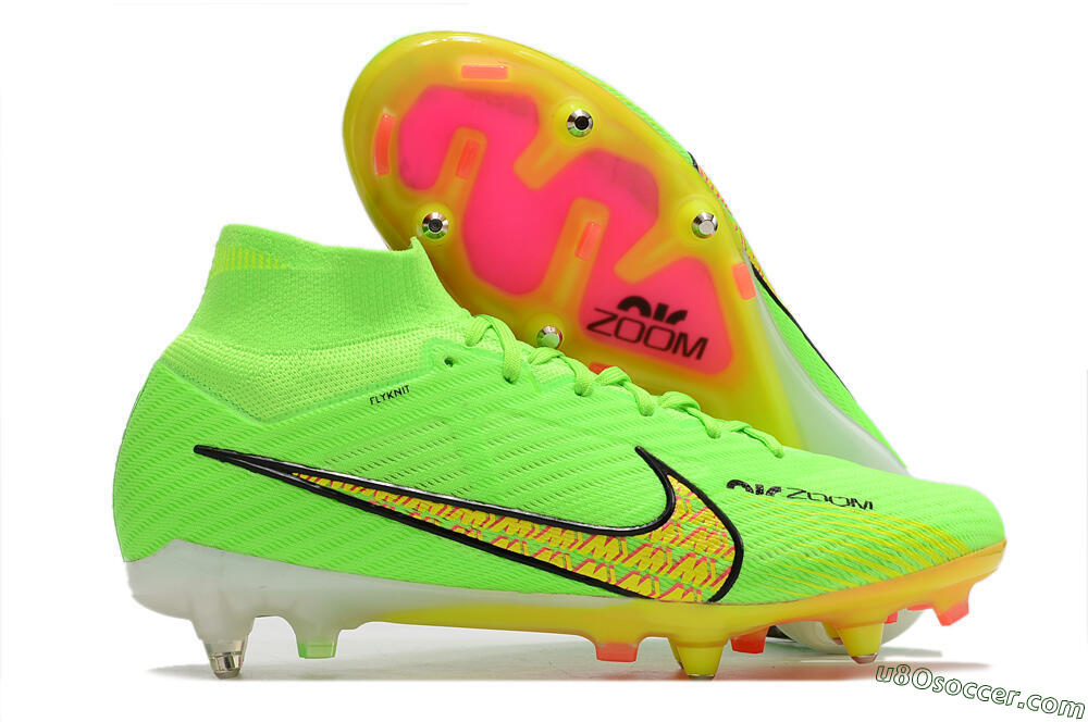 Nike Air Zoom Mercurial Superfly 9 Elite SG Soft Ground Soccer Cleats - Green/Yellow/Pink 1