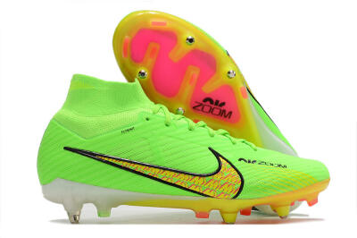 Nike Air Zoom Mercurial Superfly 9 Elite SG Soft Ground Soccer Cleats - Green/Yellow/Pink