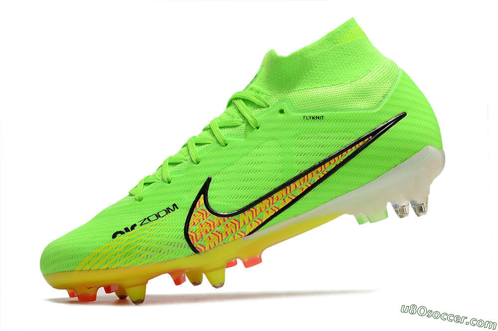 Nike Air Zoom Mercurial Superfly 9 Elite SG Soft Ground Soccer Cleats - Green/Yellow/Pink 5