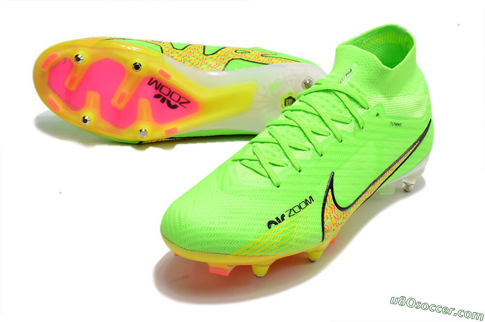 Nike Air Zoom Mercurial Superfly 9 Elite SG Soft Ground Soccer Cleats - Green/Yellow/Pink 3