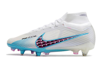 Nike Air Zoom Mercurial Superfly 9 Elite SG Soft Ground Soccer Cleats - White/Blue/Pink