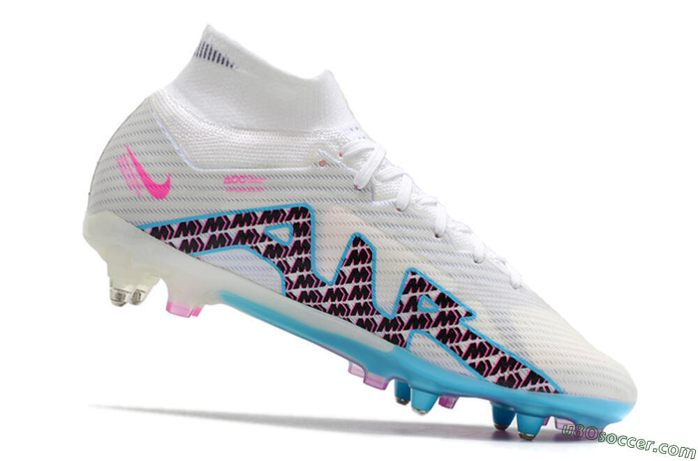 Nike Air Zoom Mercurial Superfly 9 Elite SG Soft Ground Soccer Cleats - White/Blue/Pink 4