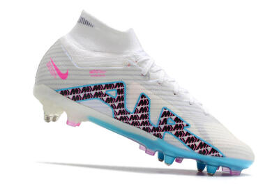 Nike Air Zoom Mercurial Superfly 9 Elite SG Soft Ground Soccer Cleats - White/Blue/Pink